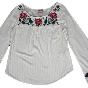 Lucky Brand Womens XS cotton gauze peasant top